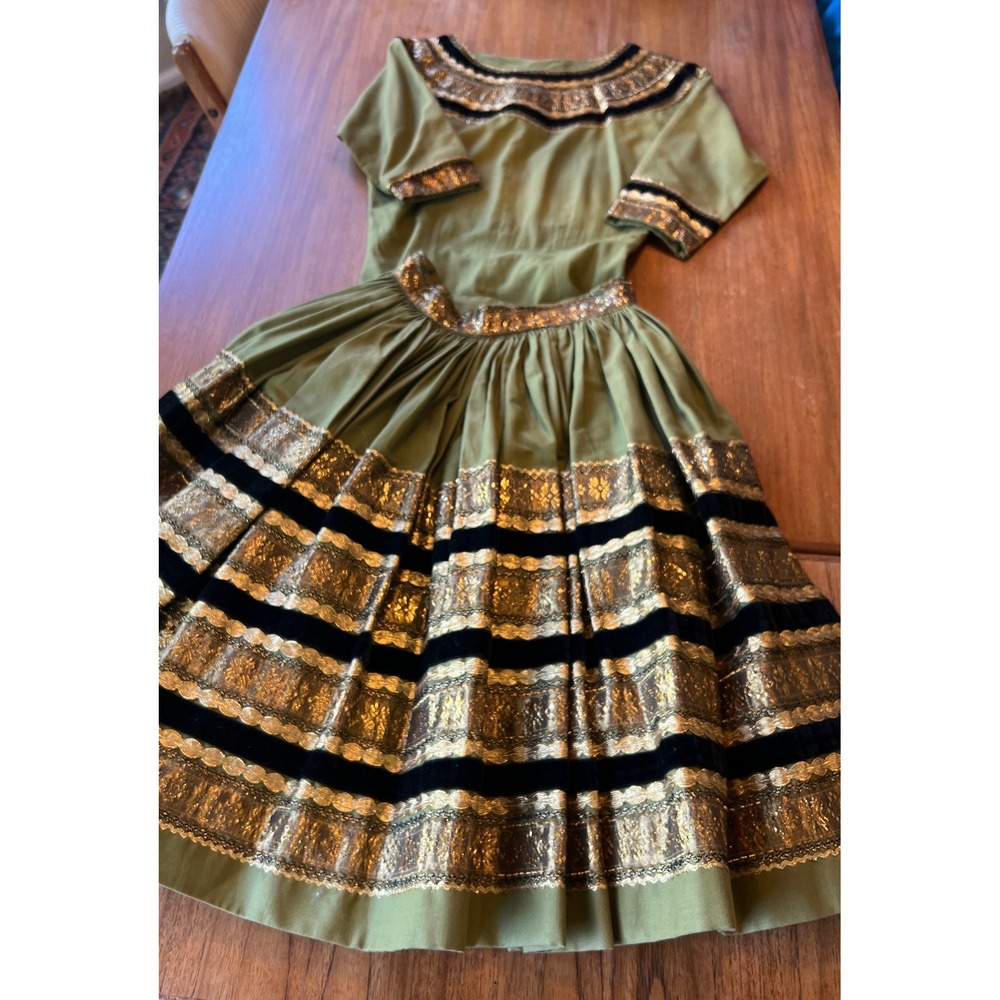 Vintage Desert Flower Originals Albuquerque NM Southwest Patio Dress Set Green 8